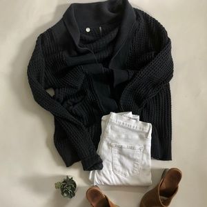 Chunky, Long Navy Sweater with Pockets